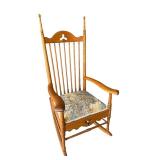 Vintage Oak Rocking Chair with Upholstered Seat