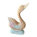 17 Inch Wooden Swan Figurine with Pastel Accents