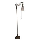 Vintage Metal Bridge Floor Lamp with Glass Shade, 57.5 Inches Tall