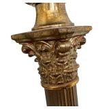 Vintage 63-Inch Brass Torchiere Floor Lamp with Glass Shade