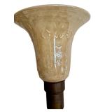 Vintage 63-Inch Brass Torchiere Floor Lamp with Glass Shade