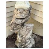 Painted Concrete Eagle Statue on Natural Driftwood Stand 51 Inch Tall