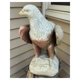 Painted Concrete Eagle Statue on Natural Driftwood Stand 51 Inch Tall