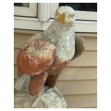 Painted Concrete Eagle Statue on Natural Driftwood Stand 51 Inch Tall