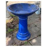 Large Blue Ceramic Bird Bath