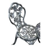 3-Piece Cast Metal Rose Bistro Set with Table and 2 Chairs