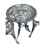 3-Piece Cast Metal Rose Bistro Set with Table and 2 Chairs