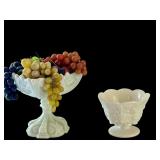 Vintage Milk Glass Compotes, Bowl, Vase, and Plate Collection