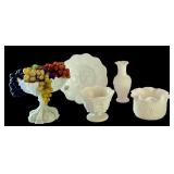 Vintage Milk Glass Compotes, Bowl, Vase, and Plate Collection
