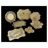 Assorted Collection of 8 Antique Milk Glass Plates and Trays