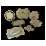 Assorted Collection of 8 Antique Milk Glass Plates and Trays
