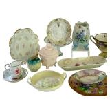 Collection of Vintage Hand Painted Porcelain and Bone China Dishes Assorted Patterns