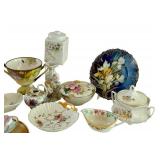 Collection of Vintage Hand Painted Porcelain and Bone China Dishes Assorted Patterns