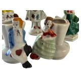 Set of 8 Miniature Occupied Japan Porcelain Figurines and Vases