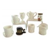 Collection of 7 Vintage Toothpick Holders, Milk Glass and Metal
