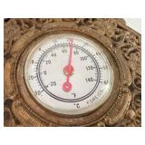 Vintage Ornate Brass Wall Thermometer