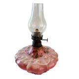 Petite Vintage Hand Painted Glass Oil Lamp