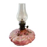 Petite Vintage Hand Painted Glass Oil Lamp