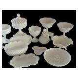 Collection of Vintage White Milk Glass Decorative Dishes and Bowls