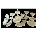 Collection of Vintage White Milk Glass Decorative Dishes and Bowls