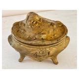 Set of 3 Antique Cast Metal Art Nouveau Jewelry Casket Boxes