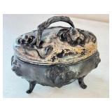 Set of 3 Antique Cast Metal Art Nouveau Jewelry Casket Boxes