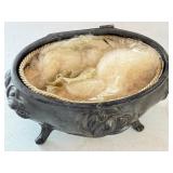 Set of 3 Antique Cast Metal Art Nouveau Jewelry Casket Boxes