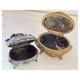 Set of 3 Antique Cast Metal Art Nouveau Jewelry Casket Boxes