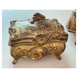 Antique Art Nouveau Vanity Set with B&W Trinket Boxes and Brush