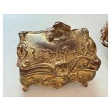 Antique Art Nouveau Vanity Set with B&W Trinket Boxes and Brush