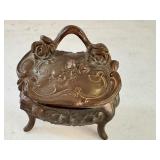 Antique Art Nouveau Vanity Set with B&W Trinket Boxes and Brush