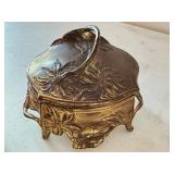 Antique Art Nouveau Vanity Set with B&W Trinket Boxes and Brush
