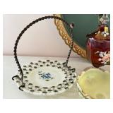 Collection of Vintage Decorative Bowls, Plates, and Hand-Painted Nashco Tray