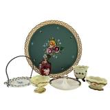 Collection of Vintage Decorative Bowls, Plates, and Hand-Painted Nashco Tray