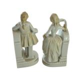 Pair of 6 Inch Erphila Germany Porcelain Figurines with Floral Detail