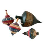 Set of 4 Decorative Vintage Style Wooden Toy Tops