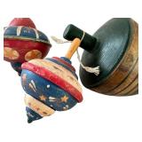 Set of 4 Decorative Vintage Style Wooden Toy Tops