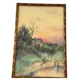 Assorted Vintage Framed Artwork and Prints, Including Original Watercolors - Set of 5