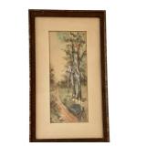 Assorted Vintage Framed Artwork and Prints, Including Original Watercolors - Set of 5