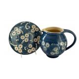 Blue Floral Juice Pitcher and Plate Set, Denmark and Germany