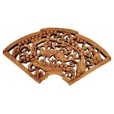 Set of 4 Vintage Hand Carved Wooden Wall Hangings and Shelf
