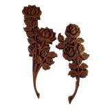 Set of 4 Vintage Hand Carved Wooden Wall Hangings and Shelf