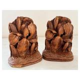 Pair of Carved Vintage Floral Bookends