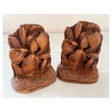 Pair of Carved Vintage Floral Bookends