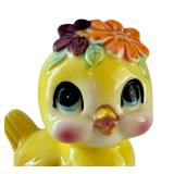 Vintage 5-Inch Ceramic Chick Coin Bank with Floral Accent