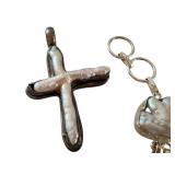 Sterling Silver Baroque Pearl Bracelet and Cross Pendant Set