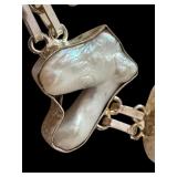 Sterling Silver Baroque Pearl Bracelet and Cross Pendant Set