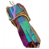 Titanium Quartz Jewelry Set with Purple Coated Crystals and Sterling Silver Chain
