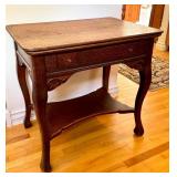 Vintage Sewing Machine Table Cabinet with Drawer and Removable Top