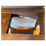 Vintage Sewing Machine Table Cabinet with Drawer and Removable Top